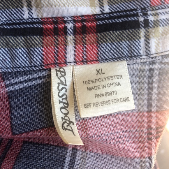 ✨SOLD✨ Passport BUTTON DOWN- Red, Navy and White - Picture 3 of 3